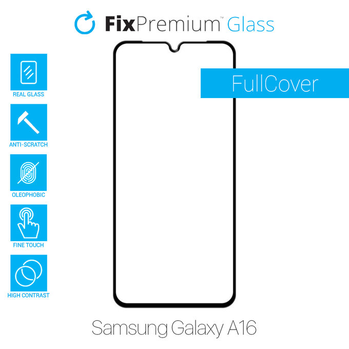 Закалено стъкло за Samsung Galaxy A16, FullCover Glass, FixPremium