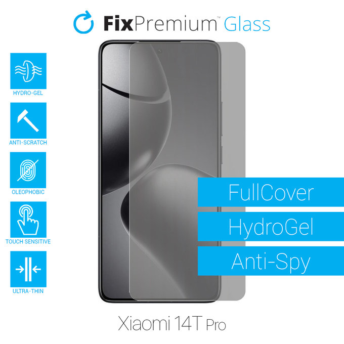 Протектор за екран за Xiaomi 14T Pro, Хидрогел Anti-Spy, FixPremium