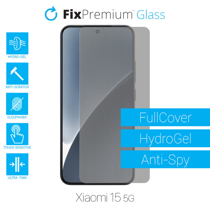 Протектор за екран за Xiaomi 15 5G, Хидрогел Anti-Spy, FixPremium