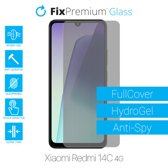 Протектор за екран за Xiaomi Redmi 14C 4G, Хидрогел Anti-Spy, FixPremium