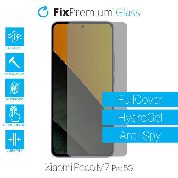 Протектор за екран за Xiaomi Poco M7 Pro 5G, Хидрогел Anti-Spy, FixPremium