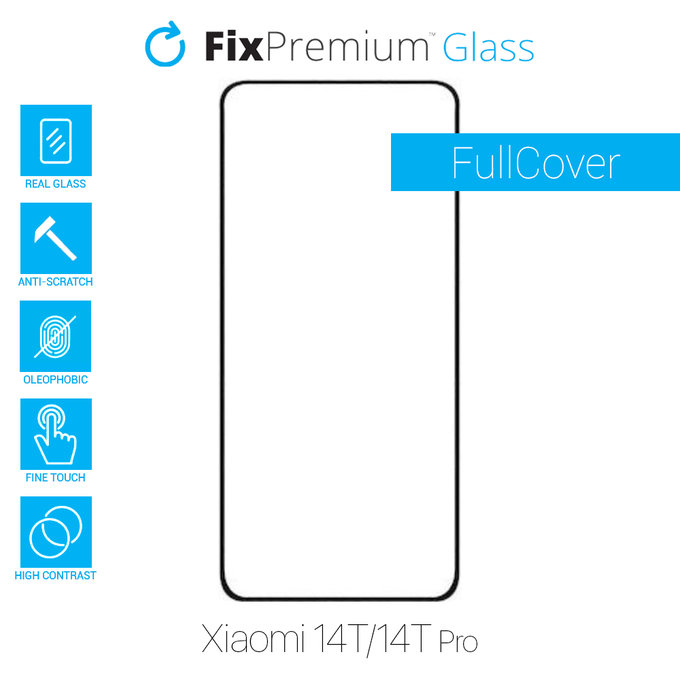 Закалено стъкло за Xiaomi 14T, 14T Pro, FullCover Glass, FixPremium