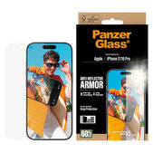 Закалено стъкло Anti-Reflective с апликатор за iPhone 17/16 Pro, Черно, PanzerGlass
