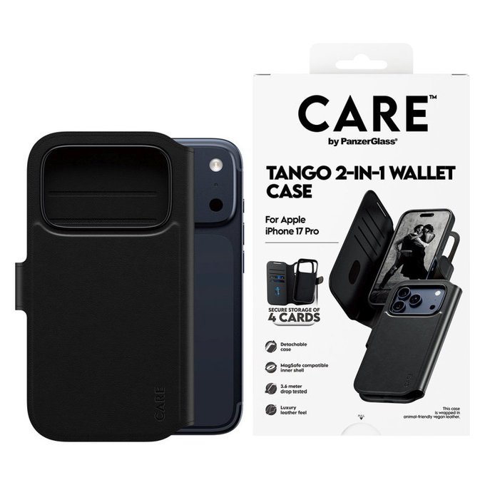 Калъф Wallet Tango Two-In-One с MagSafe за iPhone 17 Pro, Черно, CARE