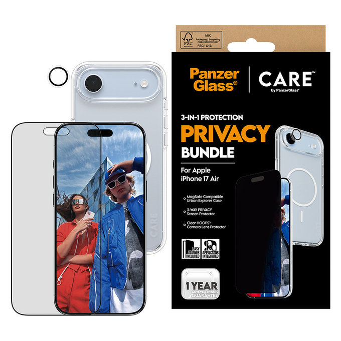 Bundle 3 в 1 Privacy за iPhone Air, PanzerGlass