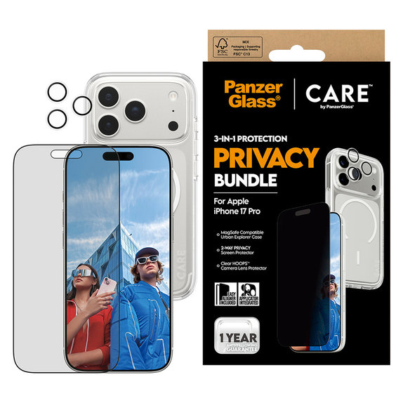 Bundle 3 в 1 Privacy за iPhone 17 Pro, PanzerGlass