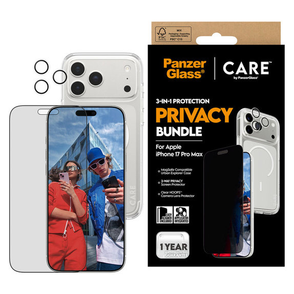 Bundle 3 в 1 Privacy за iPhone 17 Pro Max, PanzerGlass