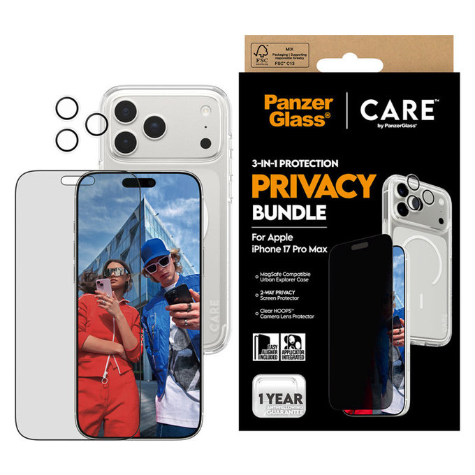 Bundle 3 в 1 Privacy за iPhone 17 Pro Max, PanzerGlass