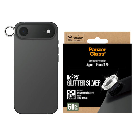 Протектор за обектив на камера Hoops за iPhone Air, Glitter Silver, PanzerGlass