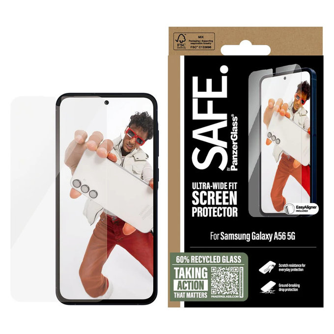 Закалено стъкло UWF с апликатор за Samsung Galaxy A56 5G, Прозрачно, SAFE by PanzerGlass