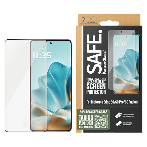 Закалено стъкло UWF за Motorola Edge 60/60 Pro/60 Fusion, Черно, SAFE by PanzerGlass
