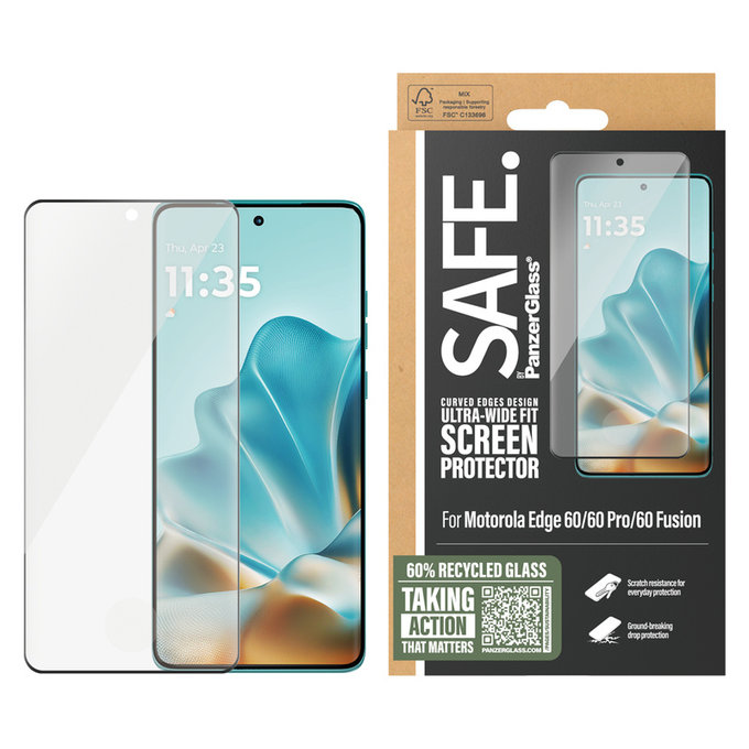 Закалено стъкло UWF за Motorola Edge 60/60 Pro/60 Fusion, Черно, SAFE by PanzerGlass