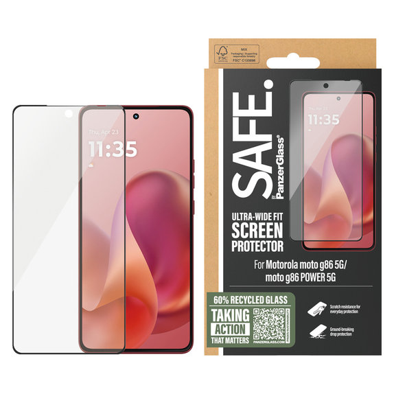 Закалено стъкло UWF за Motorola Moto G86 Power, Черно, SAFE by PanzerGlass