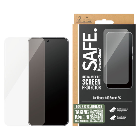 Закалено стъкло UWF за Honor 400 Smart, Черно, SAFE by PanzerGlass
