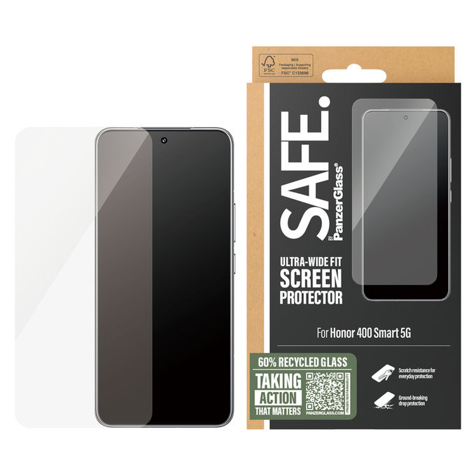 Закалено стъкло UWF за Honor 400 Smart, Черно, SAFE by PanzerGlass