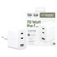 Пътен адаптер Grand Prix 2x USB-C/USB-A, GaN, 70 W PD, Сребристо-бяло, empower