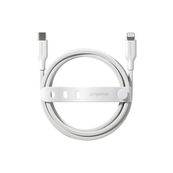 USB-C/Lightning кабел, 60 W, Racing, 1, 2 m, Сребристо-бяло, PanzerGlass