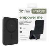 Безжичен PowerBank 5000 mAh с въртяща се стойка, 20 W, съвместим с MagSafe, Qi2/USB-C, Space Black, empower