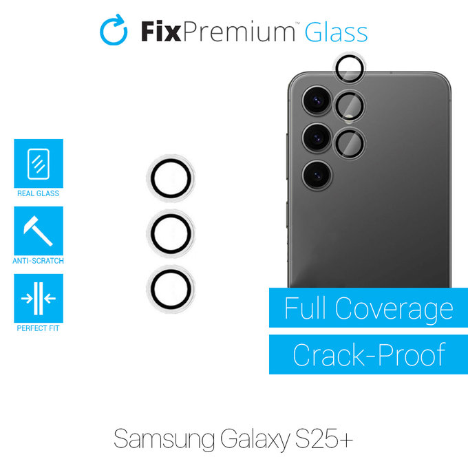 Закалено стъкло за задна камера без рамка за Samsung S25+, FixPremium