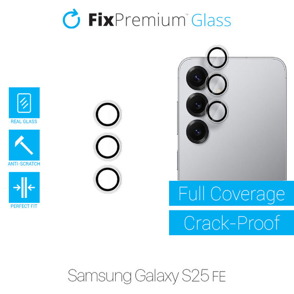 Закалено стъкло за задна камера без рамка за Samsung S25 FE, FixPremium