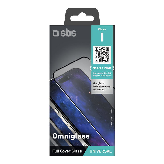 Универсално закалено стъкло Omniglass I, Черно, SBS