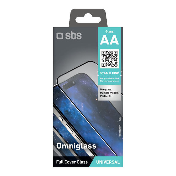 Универсално закалено стъкло Omniglass AA, Черно, SBS