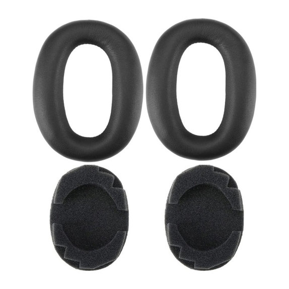 Резервни възглавнички за уши за Sony MDR-1000X, WH-1000XM2, Мемори пяна и PU кожа, Черен, 1 чифт