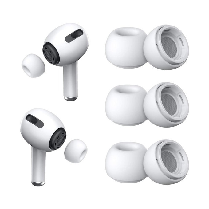 Резервни силиконови накрайници за Apple AirPods 3 Pro, комплект 3 бр. (L, M, S), Бял