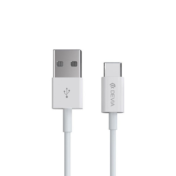 Кабел USB / USB-C Smart, 2.1A, 2m, бял, Devia