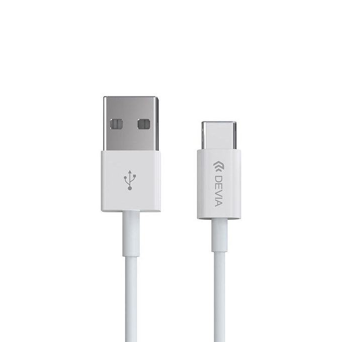 Кабел USB / USB-C Smart, 2.1A, 2m, бял, Devia
