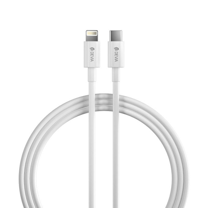 Кабел Lightning / USB-C Smart, PD 27W, 2m, бял, Devia