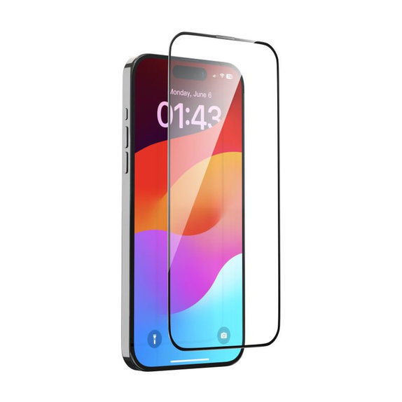 Закалено стъкло FullCover с апликатор за iPhone 15 Pro, Devia
