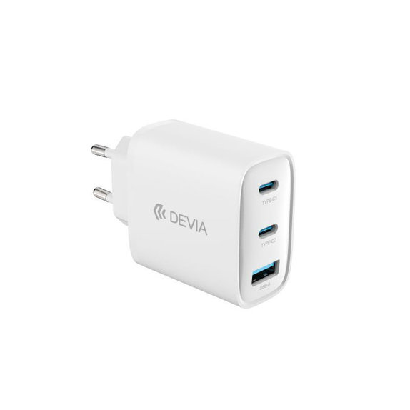 Зарядно Extreme Speed, 2x USB-C + USB-A, PD 65W, бяло, Devia