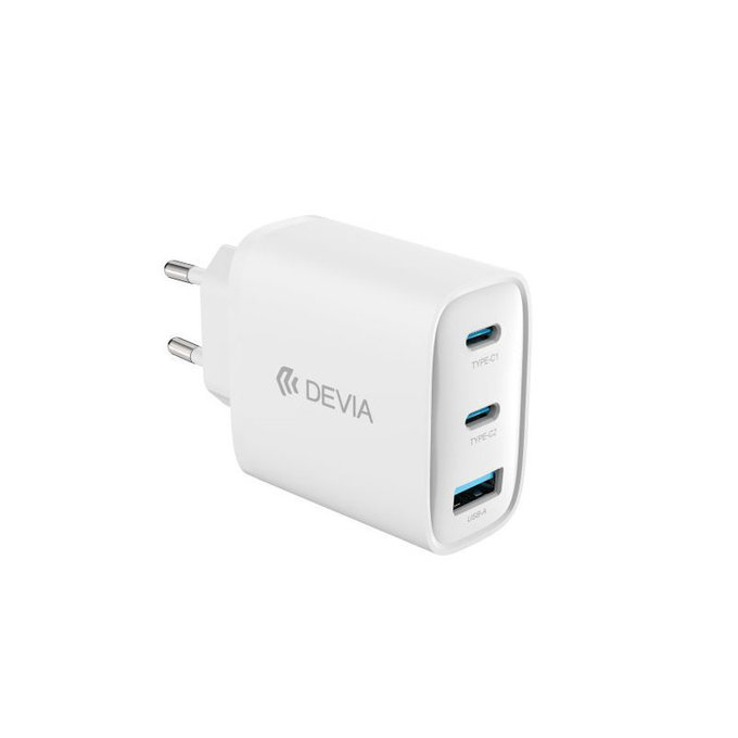 Зарядно Extreme Speed, 2x USB-C + USB-A, PD 65W, бяло, Devia
