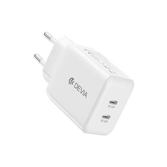 Зарядно Ultra7, 2x USB-C, PD 45W, бяло, Devia
