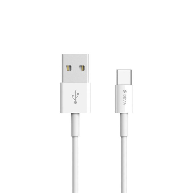 Кабел USB / USB-C Smart, 2.1A, 1m, бял, Devia