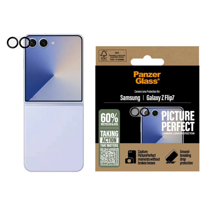 Протектор за обектив на камера PicturePerfect за Samsung Z Flip7, Черно, PanzerGlass