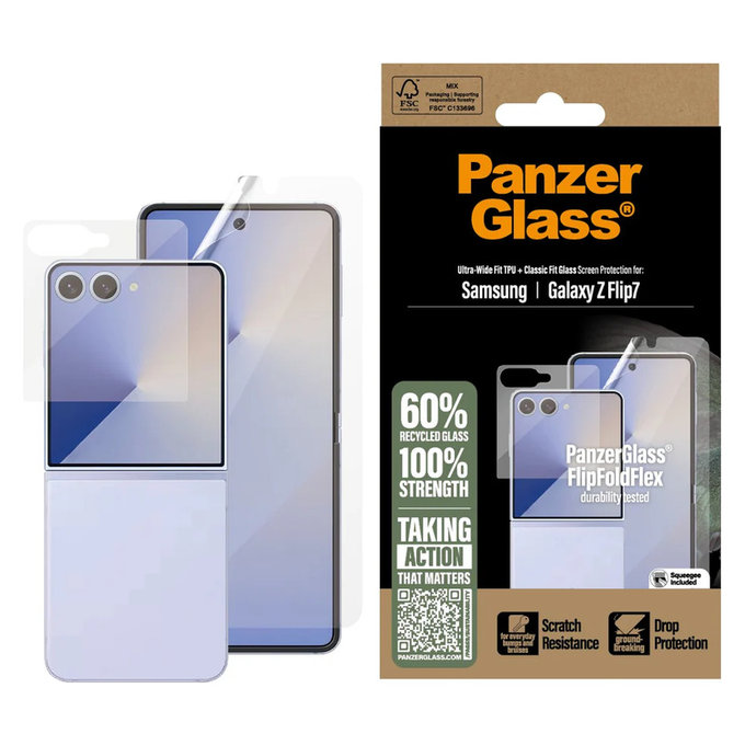 Защитно фолио UWF и закалено стъкло за Samsung Galaxy Z Flip7, Прозрачно, PanzerGlass