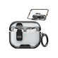 Силиконов калъф със стойка за телефон и карабинер за AirPods Pro 3, Черен