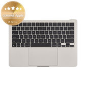 Горен корпус с клавиатура за MacBook Air 13", A3113 (2024), с US клавиатура и батерия, Starlight, 661-40229, Genuine Apple