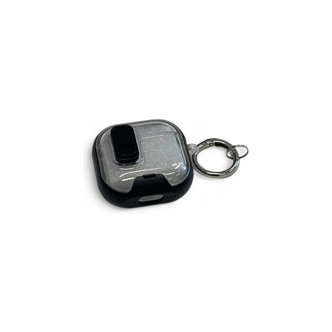 Силиконов калъф със стойка за телефон и карабинер за AirPods 4, Black