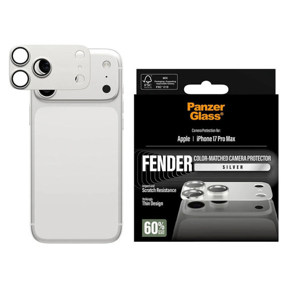 Протектор за обектив на задна камера Fender за iPhone 17 Pro Max, Сребристо, PanzerGlass