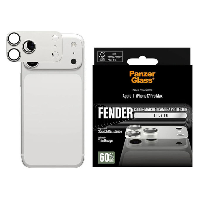 Протектор за обектив на задна камера Fender за iPhone 17 Pro Max, Сребристо, PanzerGlass