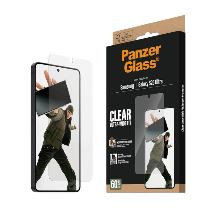 UWF закалено стъкло с апликатор за Samsung S26 Ultra, Прозрачно, PanzerGlass
