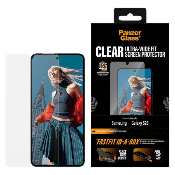 UWF закалено стъкло с FASTFIT In-A-Box за Samsung S26, Прозрачно, PanzerGlass
