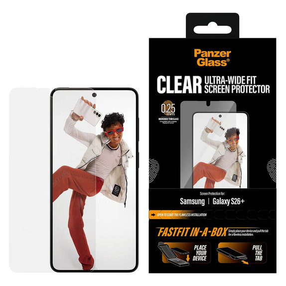 Закалено стъкло UWF с FASTFIT In-A-Box за Samsung Galaxy S26+, Прозрачно, PanzerGlass