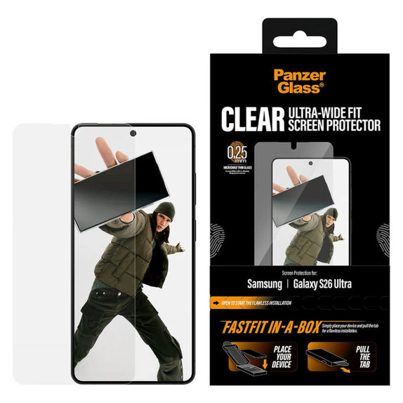 UWF закалено стъкло с FASTFIT In-A-Box за Samsung S26 Ultra, Прозрачно, PanzerGlass