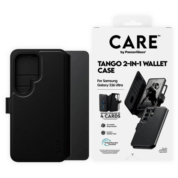 Калъф Wallet Tango Two-In-One с QI за Samsung S26 Ultra, Черно, CARE