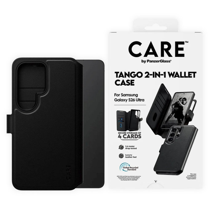 Калъф Wallet Tango Two-In-One с QI за Samsung S26 Ultra, Черно, CARE