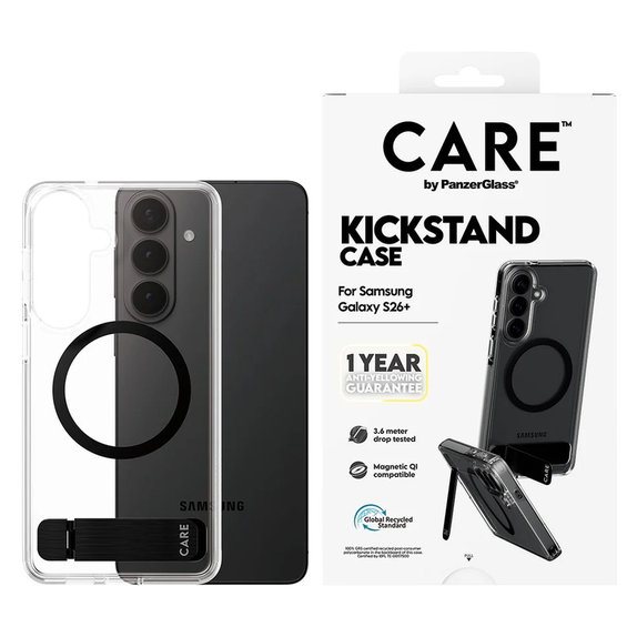 Калъф Kickstand с черно QI за Samsung Galaxy S26+, Черно, PanzerGlass
